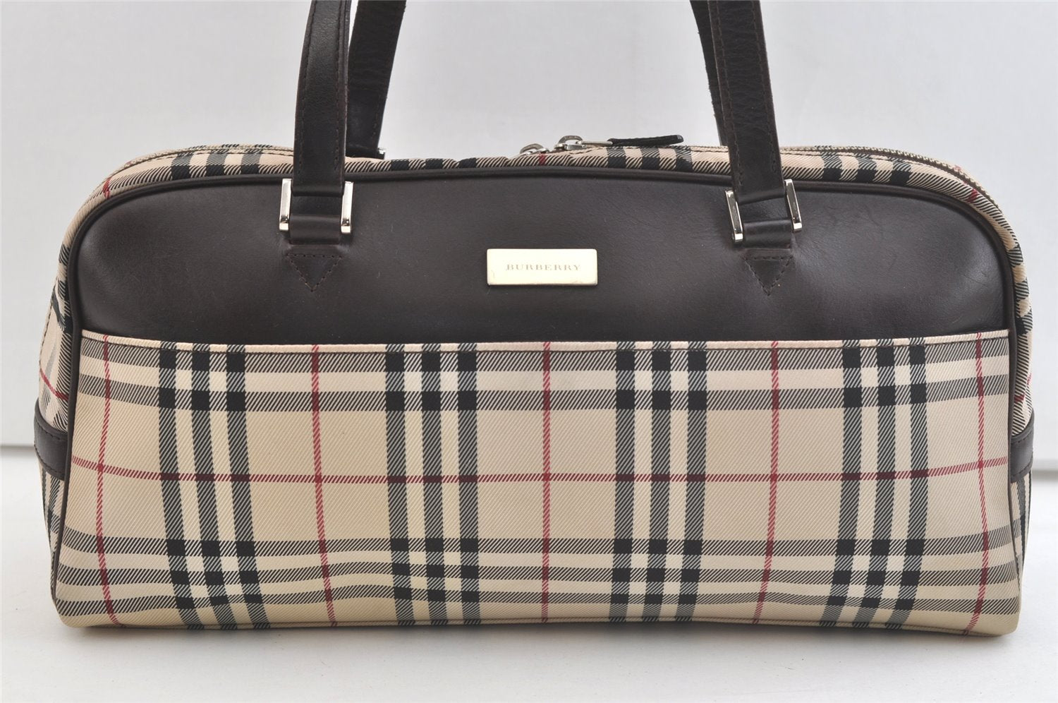 Authentic BURBERRY Nova Check Nylon Leather Shoulder Hand Bag Beige 3152K