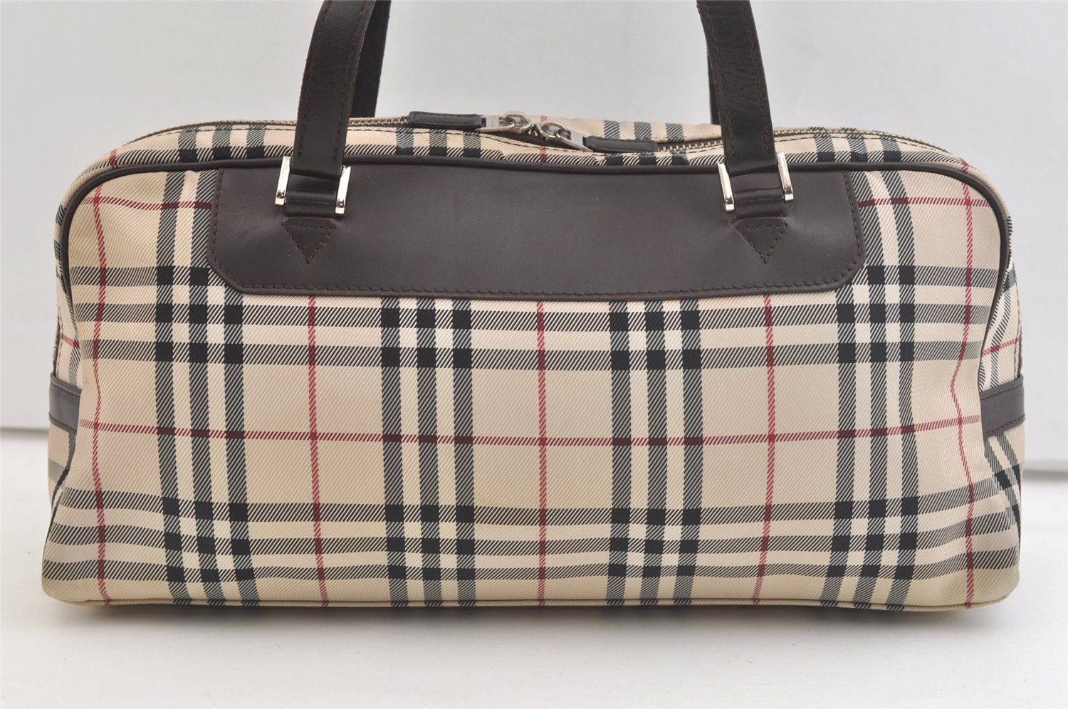 Authentic BURBERRY Nova Check Nylon Leather Shoulder Hand Bag Beige 3152K