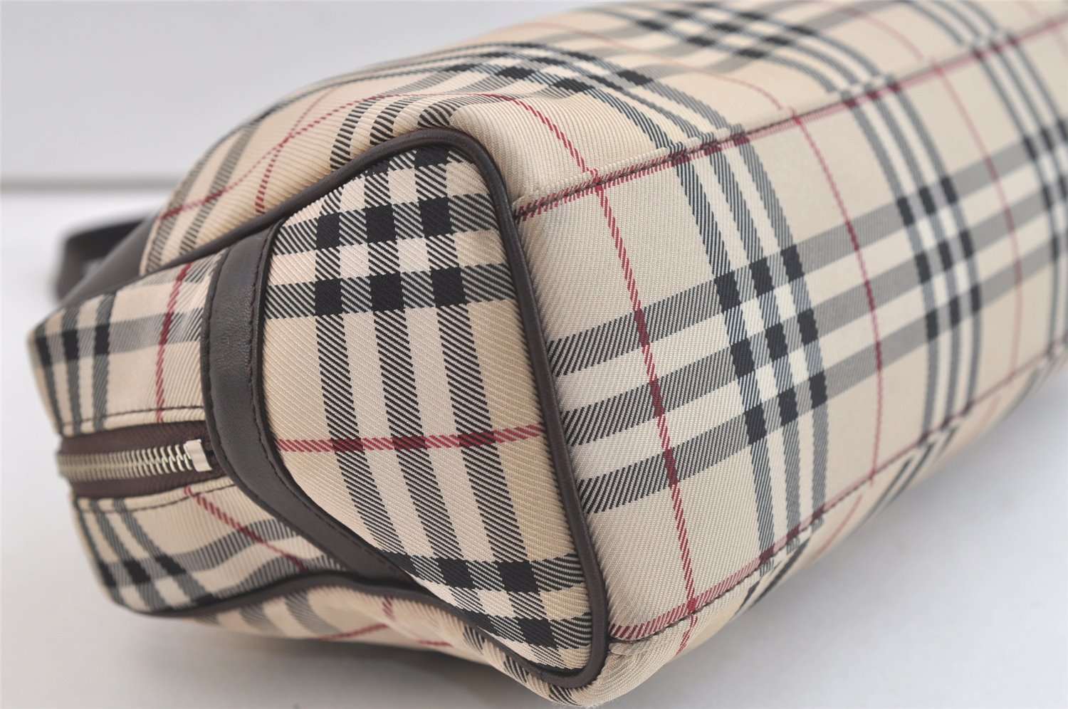 Authentic BURBERRY Nova Check Nylon Leather Shoulder Hand Bag Beige 3152K