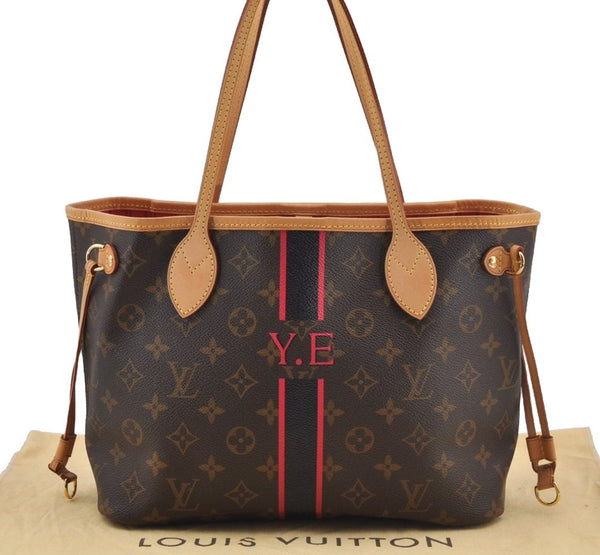 Authentic Louis Vuitton Mon Monogram Neverfull PM Shoulder Tote Bag Pink 3153J