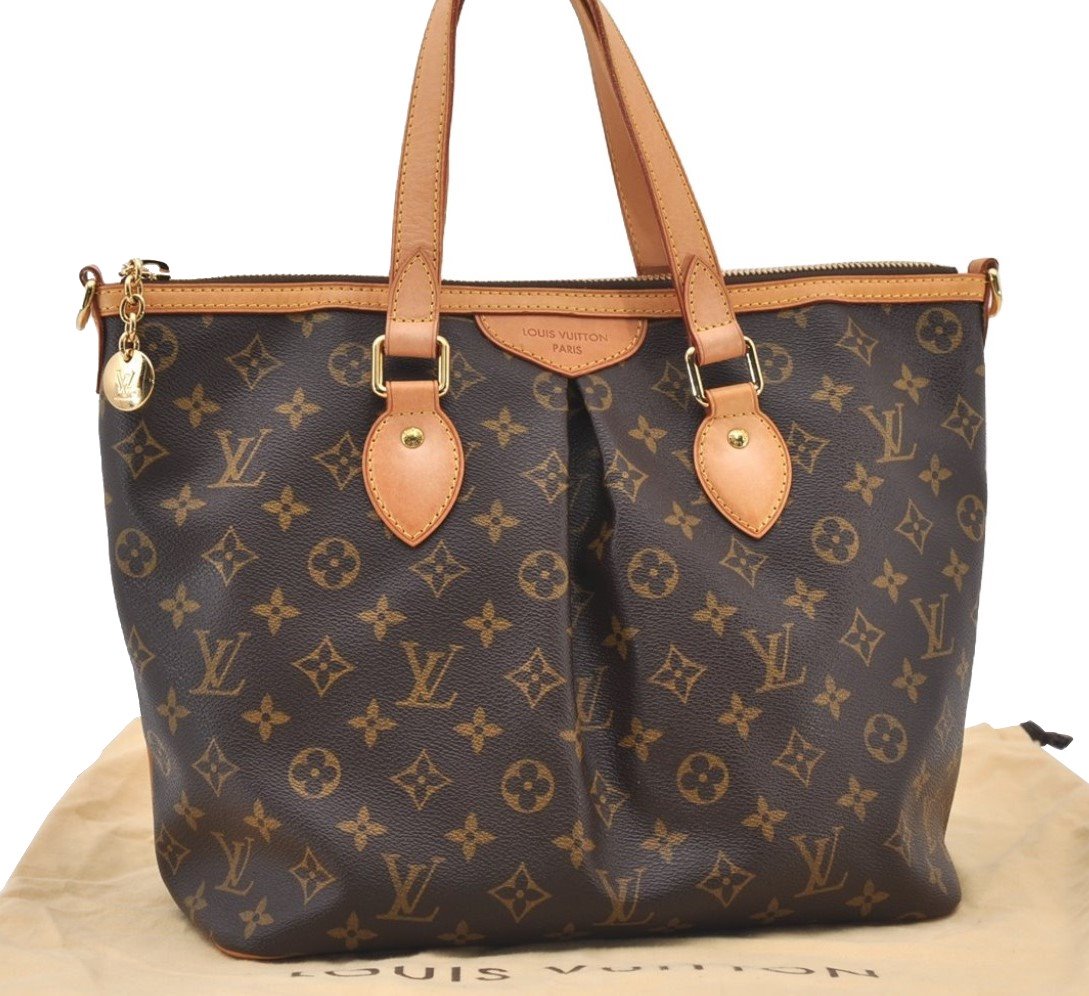 Authentic Louis Vuitton Monogram Palermo PM Shoulder Tote Bag M40145 LV 3154J