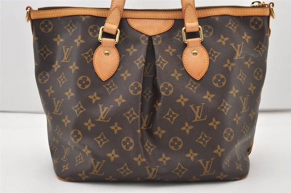 Authentic Louis Vuitton Monogram Palermo PM Shoulder Tote Bag M40145 LV 3154J