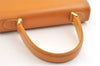 Authentic Burberrys Vintage Leather Hand Bag Purse Yellow 3156K