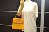 Authentic Burberrys Vintage Leather Hand Bag Purse Yellow 3156K
