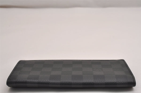 Authentic Louis Vuitton Damier Graphite Portefeuille Brazza N62665 Wallet 3157J