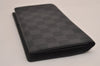 Authentic Louis Vuitton Damier Graphite Portefeuille Brazza N62665 Wallet 3157J