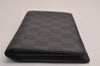 Authentic Louis Vuitton Damier Graphite Portefeuille Brazza N62665 Wallet 3157J