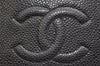 Authentic CHANEL Caviar Skin CC Logo Long Wallet Purse Black 3157K