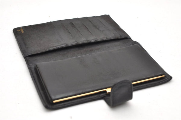 Authentic CHANEL Caviar Skin CC Logo Long Wallet Purse Black 3157K
