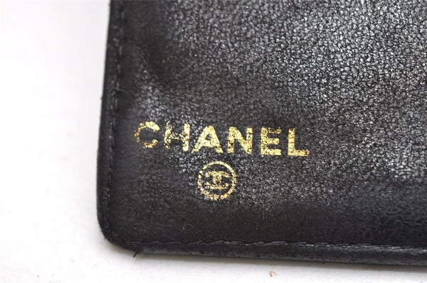 Authentic CHANEL Caviar Skin CC Logo Long Wallet Purse Black 3157K