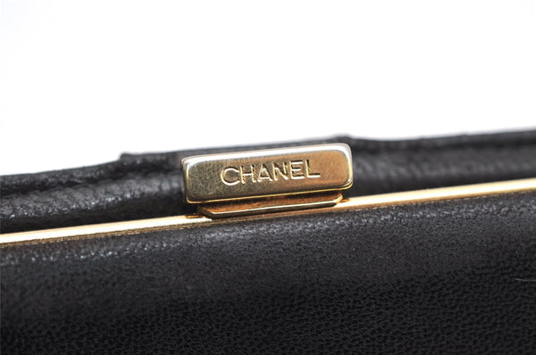 Authentic CHANEL Caviar Skin CC Logo Long Wallet Purse Black 3157K