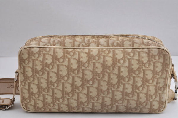 Authentic Christian Dior Trotter Shoulder Cross Bag PVC Leather Beige 3159J