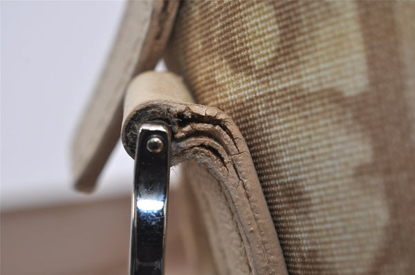 Authentic Christian Dior Trotter Shoulder Cross Bag PVC Leather Beige 3159J