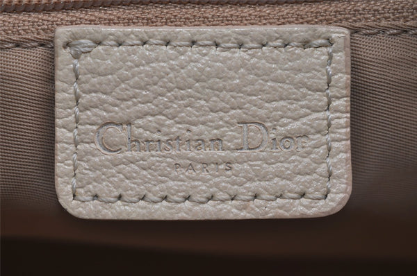 Authentic Christian Dior Trotter Shoulder Cross Bag PVC Leather Beige 3159J