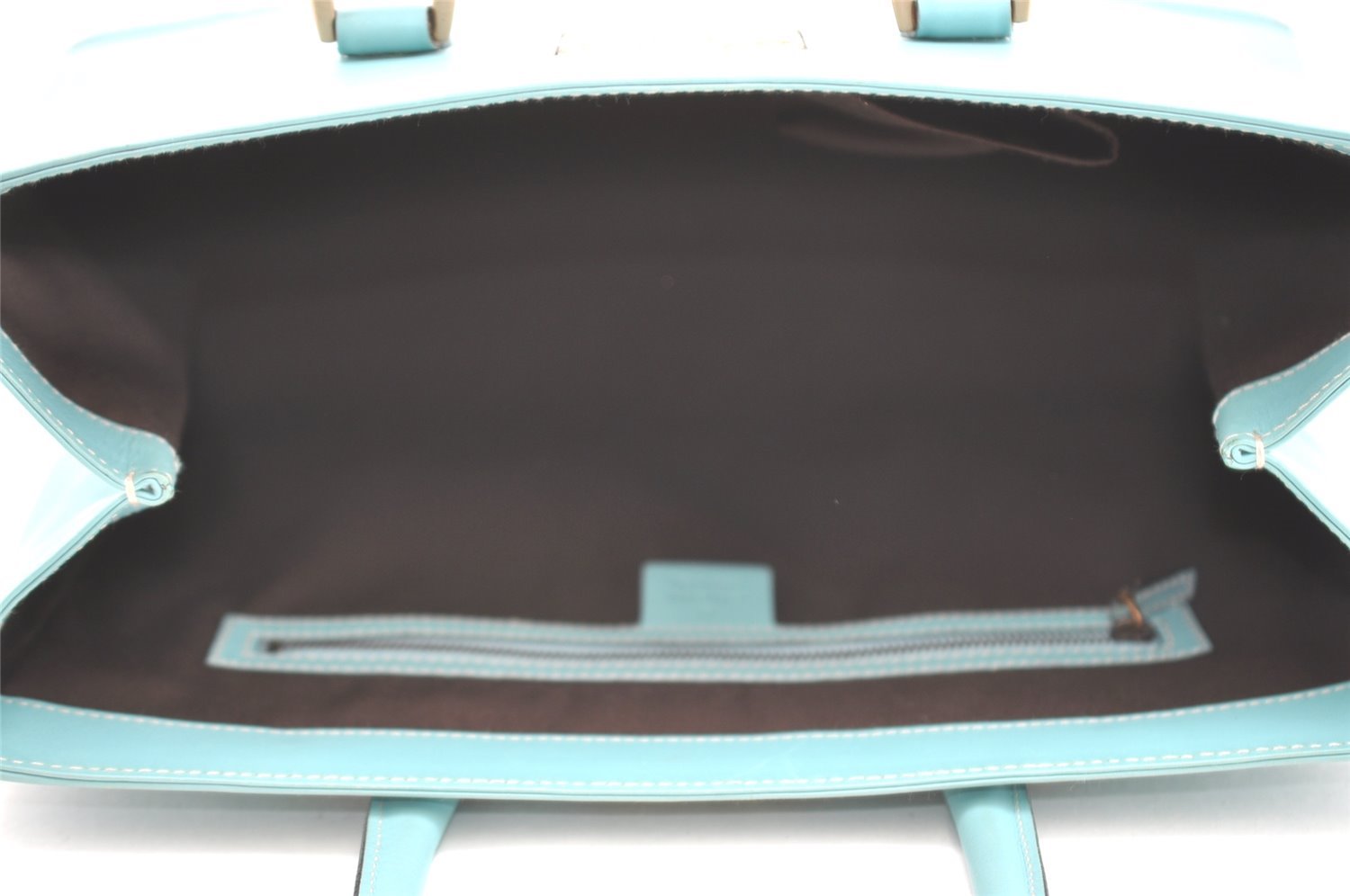 Authentic GUCCI Vintage Hand Tote Bag Leather Canvas 120897 Light Blue 3160I