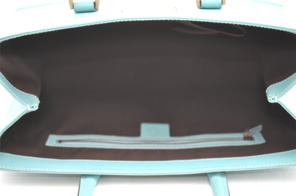Authentic GUCCI Vintage Hand Tote Bag Leather Canvas 120897 Light Blue 3160I