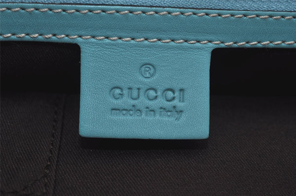 Authentic GUCCI Vintage Hand Tote Bag Leather Canvas 120897 Light Blue 3160I