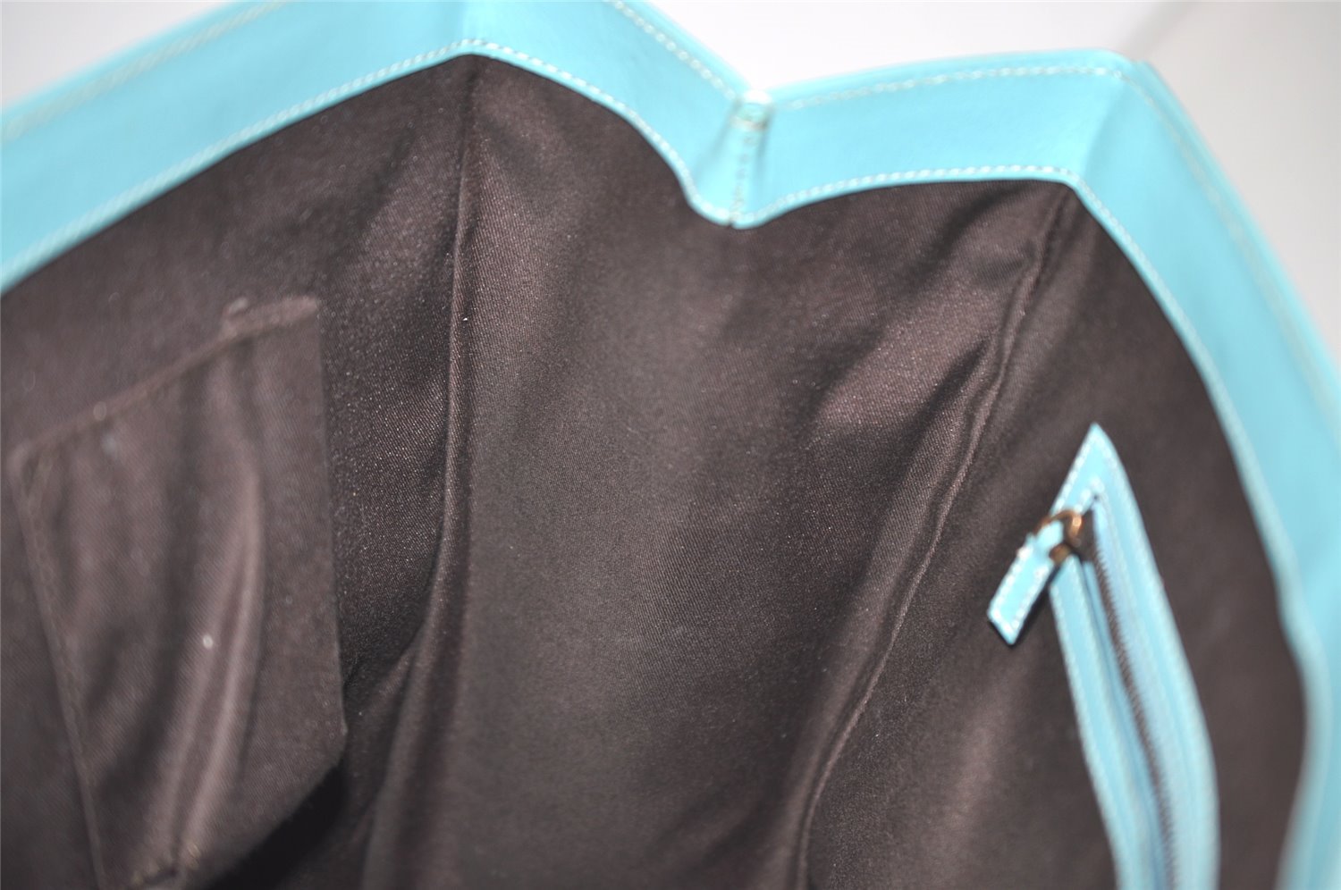 Authentic GUCCI Vintage Hand Tote Bag Leather Canvas 120897 Light Blue 3160I