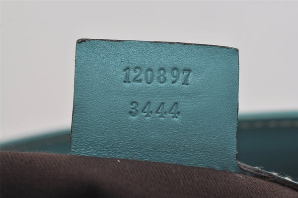 Authentic GUCCI Vintage Hand Tote Bag Leather Canvas 120897 Light Blue 3160I