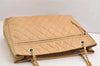Authentic CHANEL Vintage Calf Skin Matelasse Chain Shoulder Tote Bag Beige 3163M