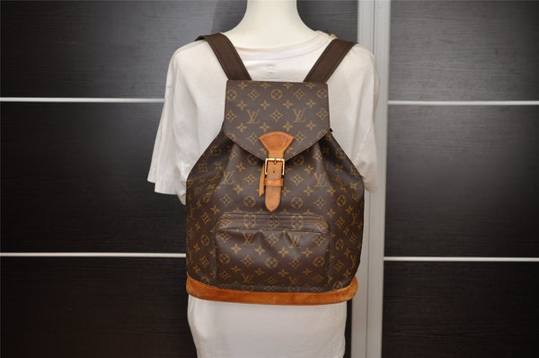 Authentic Louis Vuitton Monogram Montsouris GM Backpack M51135 LV 3165J