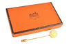 Authe HERMES Sellier Bijouterie Fantaisie Pin Brooch Accessory Gold Box 3165K