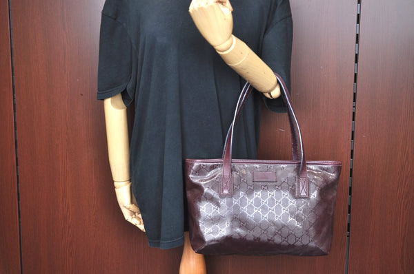 Authentic GUCCI GG Imprime Shoulder Tote Bag GG PVC Leather 211138 Purple 3169H
