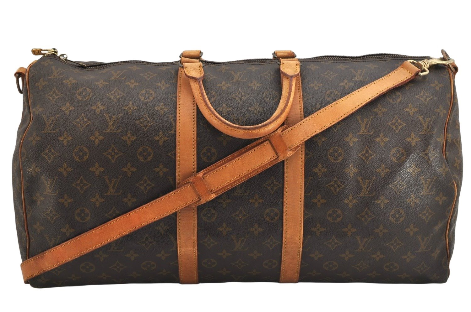 Authentic Louis Vuitton Monogram Keepall Bandouliere 55 M41414 Boston Bag 3169K