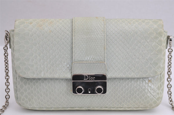 Authentic Christian Dior Chain Shoulder Cross Body Bag Leather Light Green 3170J