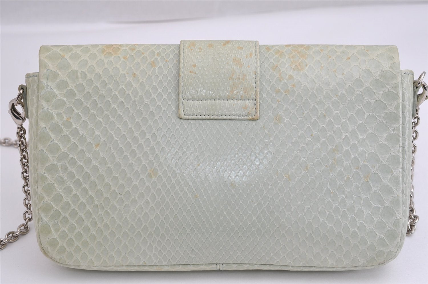 Authentic Christian Dior Chain Shoulder Cross Body Bag Leather Light Green 3170J