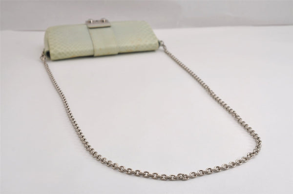 Authentic Christian Dior Chain Shoulder Cross Body Bag Leather Light Green 3170J