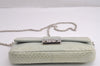 Authentic Christian Dior Chain Shoulder Cross Body Bag Leather Light Green 3170J