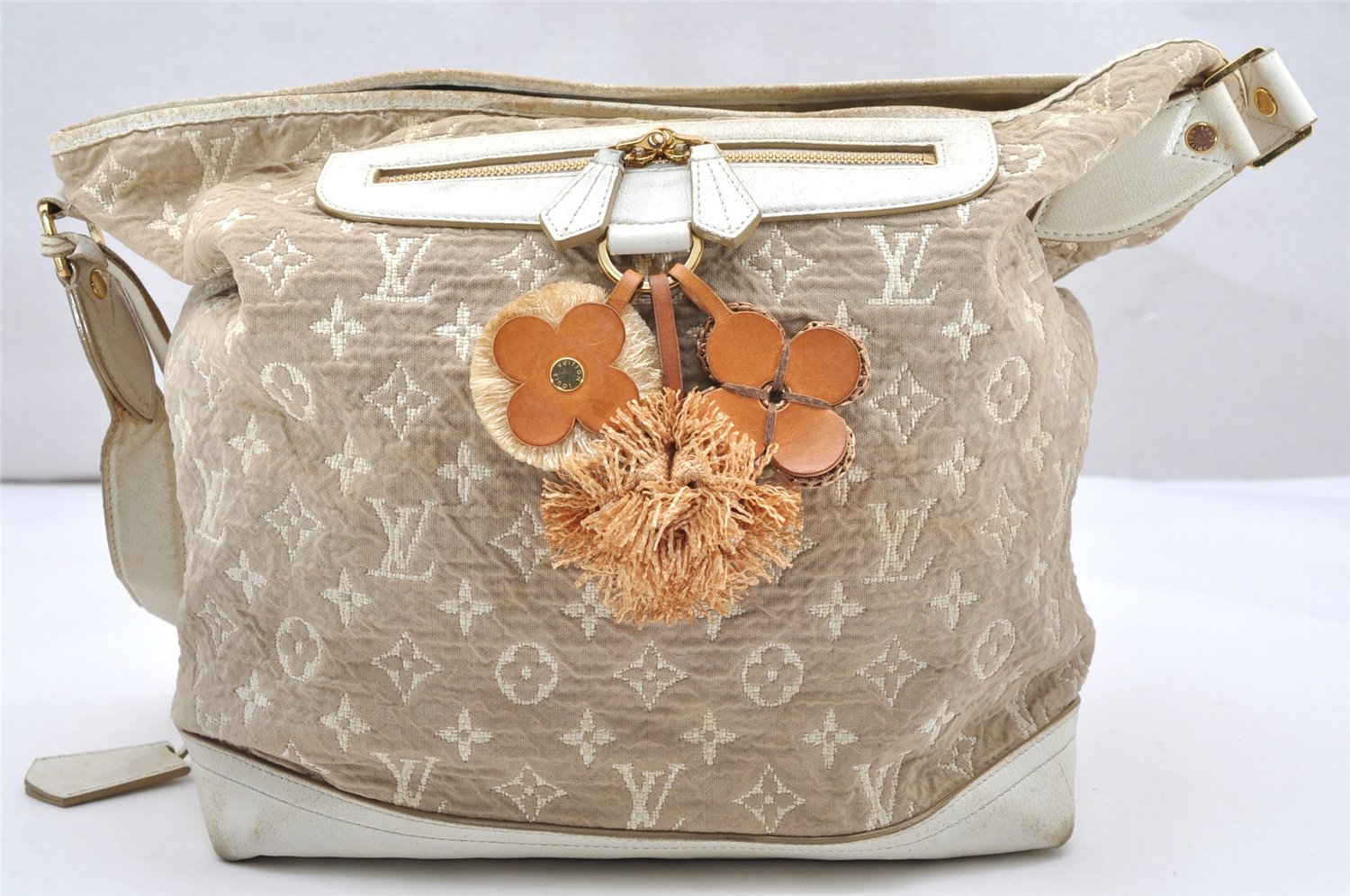 Authentic Louis Vuitton Monogram Sabbia Besace Shoulder Bag M93499 Beige 3170K