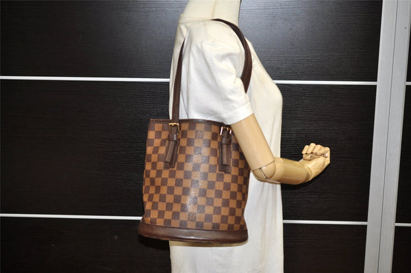Authentic Louis Vuitton Damier Marais Bucket Shoulder Tote Bag N42240 Junk 3171K