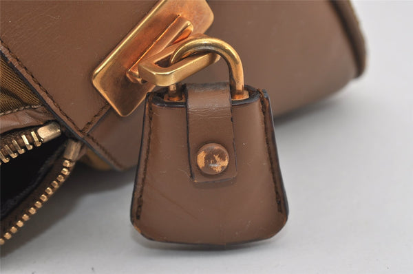 Authentic PRADA Vintage Nylon Tessuto Leather Shoulder Hand Bag Brown 3172I