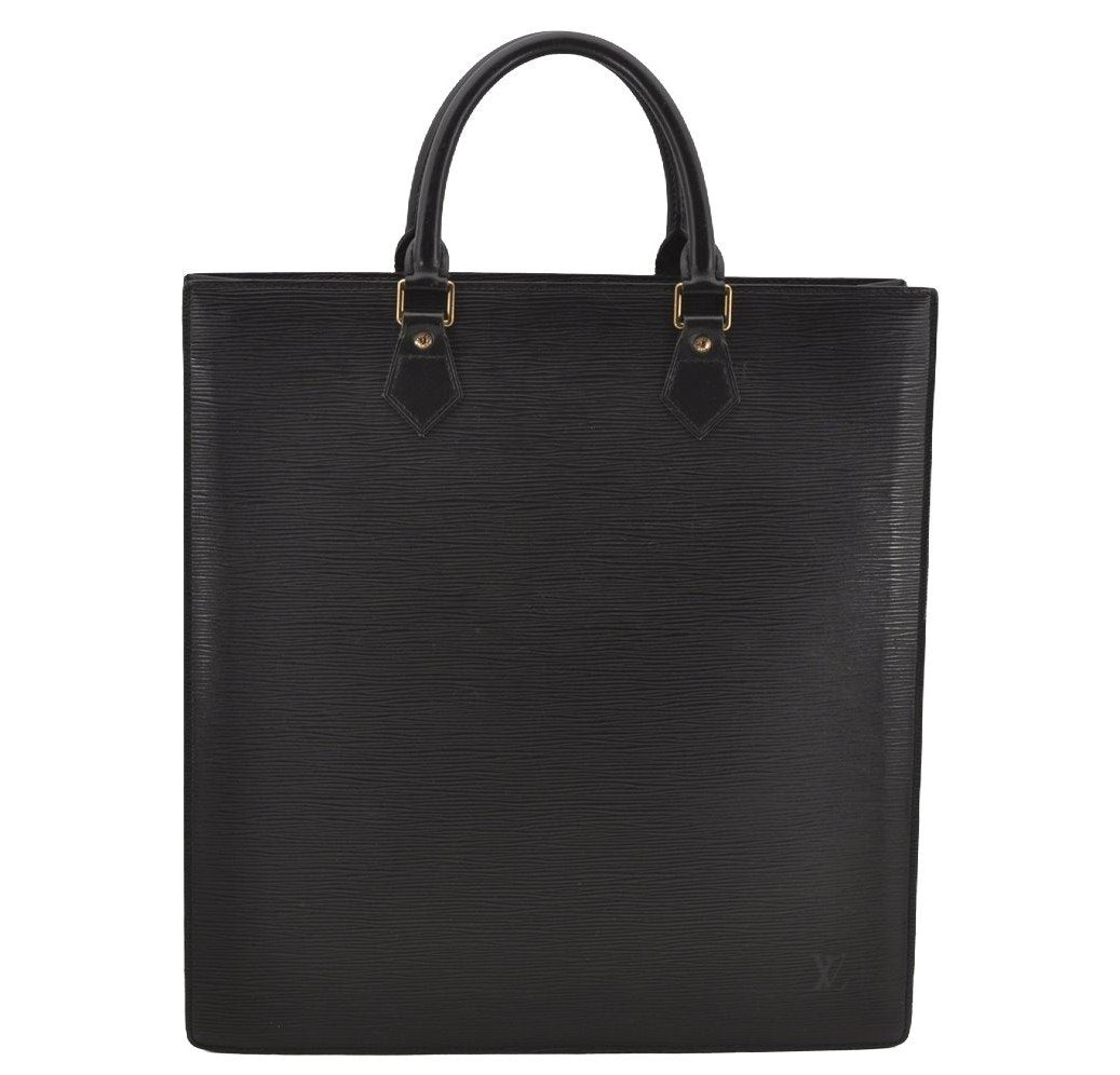 Authentic Louis Vuitton Epi Leather Sac Plat Hand Bag M59082 Black LV Junk 3176J