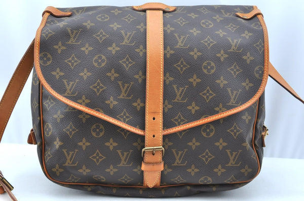 Authentic Louis Vuitton Monogram Saumur 35 Shoulder Cross Bag M42254 LV 3179J