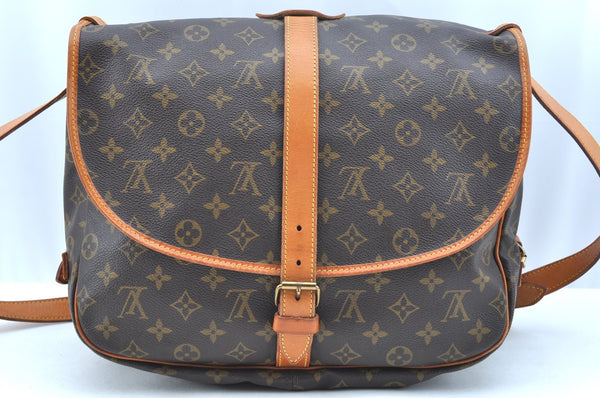 Authentic Louis Vuitton Monogram Saumur 35 Shoulder Cross Bag M42254 LV 3179J