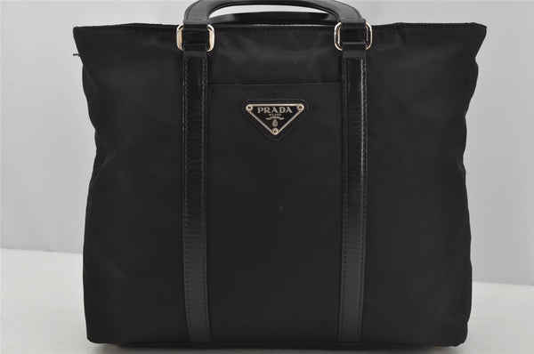 Authentic PRADA Nylon Tessuto Leather 2Way Tote Hand Bag BN1066 Black 3180J