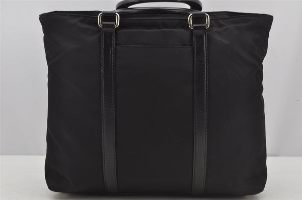 Authentic PRADA Nylon Tessuto Leather 2Way Tote Hand Bag BN1066 Black 3180J