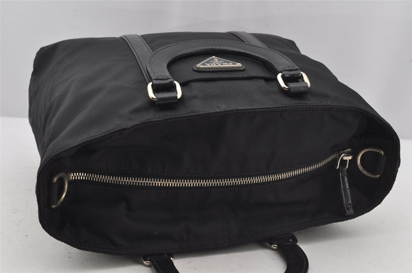 Authentic PRADA Nylon Tessuto Leather 2Way Tote Hand Bag BN1066 Black 3180J