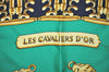 Authentic HERMES Carre 90 Scarf "LES CAVALIERS D'OR" Silk Navy Blue 3180K