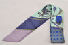 Authentic HERMES Twilly Scarf "Les Voitures a Transformation" Silk Purple 3182K