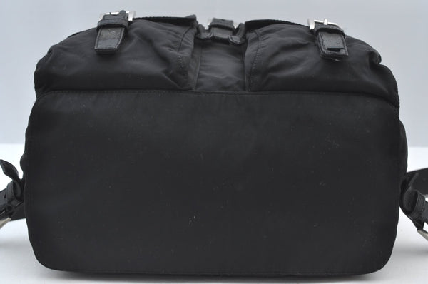 Authentic PRADA Vintage Nylon Tessuto Leather Drawstring Backpack Black 3184J