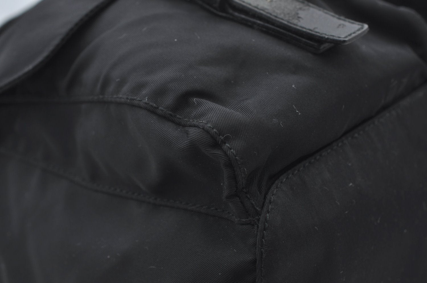 Authentic PRADA Vintage Nylon Tessuto Leather Drawstring Backpack Black 3184J