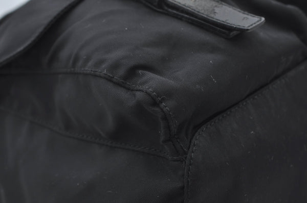 Authentic PRADA Vintage Nylon Tessuto Leather Drawstring Backpack Black 3184J