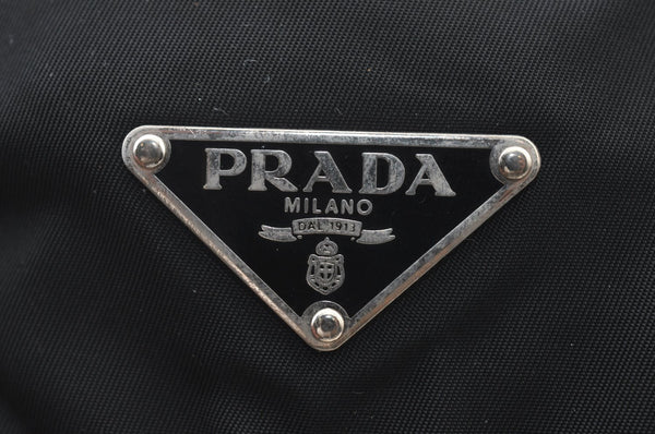 Authentic PRADA Vintage Nylon Tessuto Leather Drawstring Backpack Black 3184J