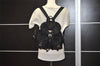 Authentic PRADA Vintage Nylon Tessuto Leather Drawstring Backpack Black 3184J