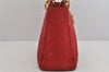 Authentic Christian Dior Lady Dior Nylon Cannage Hand Bag Purse Red Junk 3184K