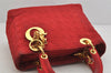 Authentic Christian Dior Lady Dior Nylon Cannage Hand Bag Purse Red Junk 3184K